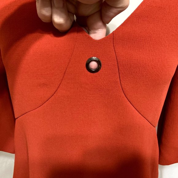 Veronika Maine V Neck Grommet Detail 3/4 Sleeve Burnt Orange Blouse - Picture 3 of 8